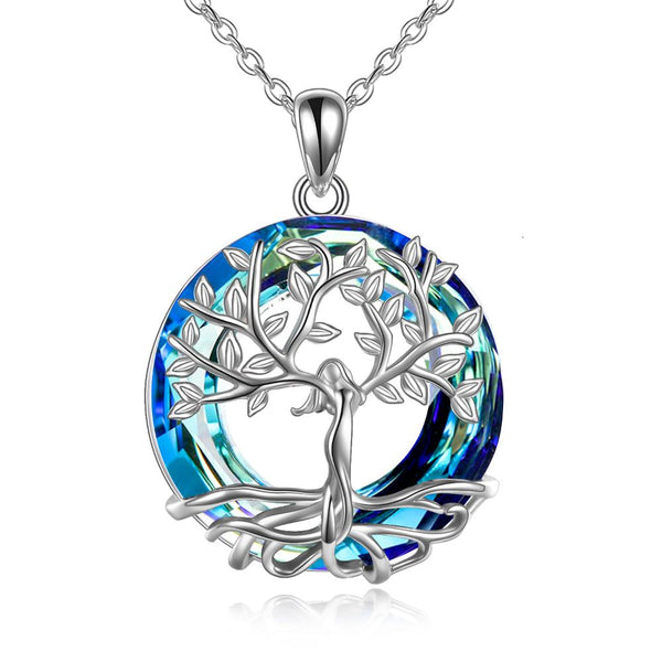 Sterling Silver Tree of Life Pendant Necklace with Crystal