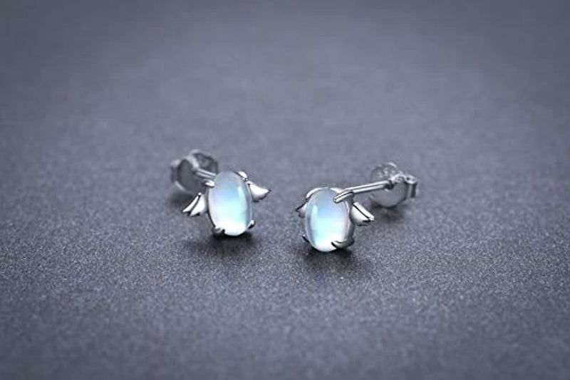 Angel Wing Moonstone Hypoallergenic Earrings - Sterling Silver