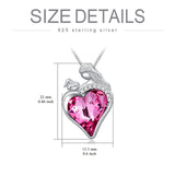 Mother and Daughter Love/Heart Crystal Necklace - Sterling Silver