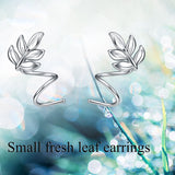 Ear Crawler Leaf Wrap Sterling Silver Earrings