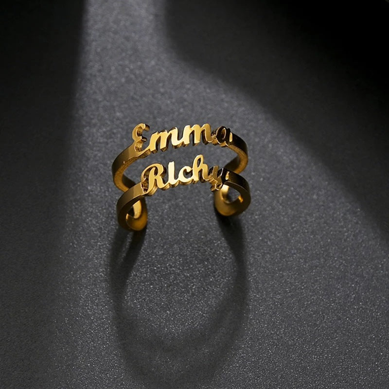 Custom Two Name Adjustable Ring