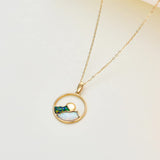 14K Gold Opal Mountain Necklace for Women 16+1+1 inches