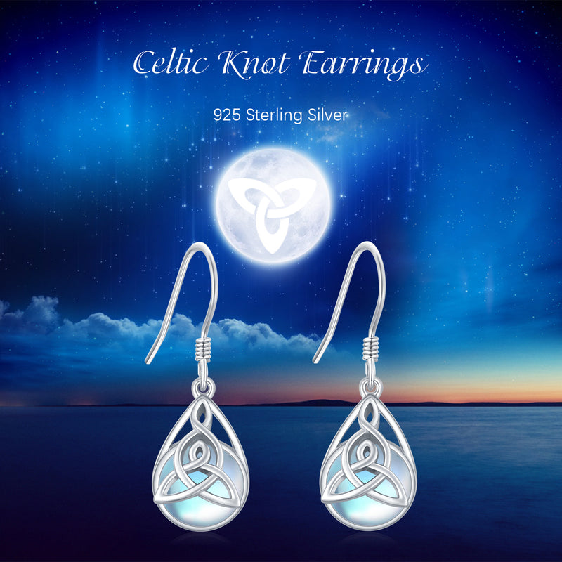 Celtic Knot Moonstone Earring - Sterling Silver