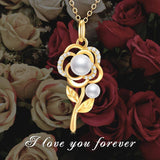 14K Gold Moissanite Rose Flower Necklace