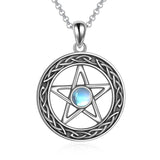 Sterling Silver Pentagram Celtic Moonstone Necklace