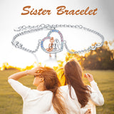 Sterling Silver Sister / Friendship Forever Bracelet with Crystal