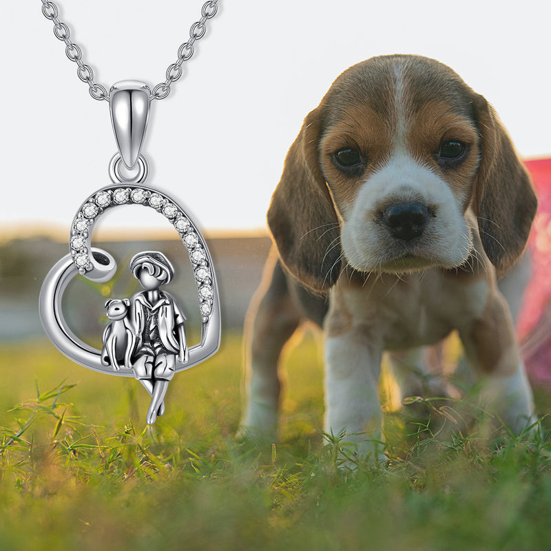 Heart Dog Memorial Necklace - Sterling Silver