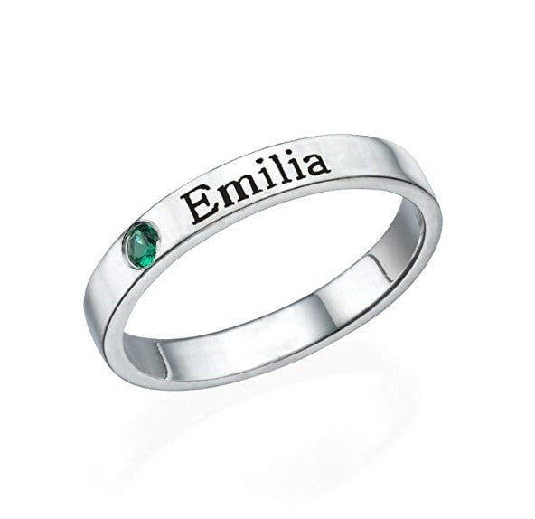 Personalized Birthstone name Ring