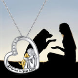 Dog with Girl Necklace Pendant - Sterling Silver