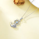 Lotus Anchor Necklace - Sterling Silver