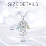 Hamsa Hand 7 Chakra Elephant Necklace - Sterling Silver