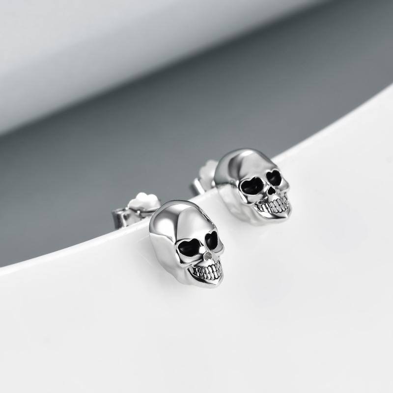 Sterling Silver Skull Stud Earrings