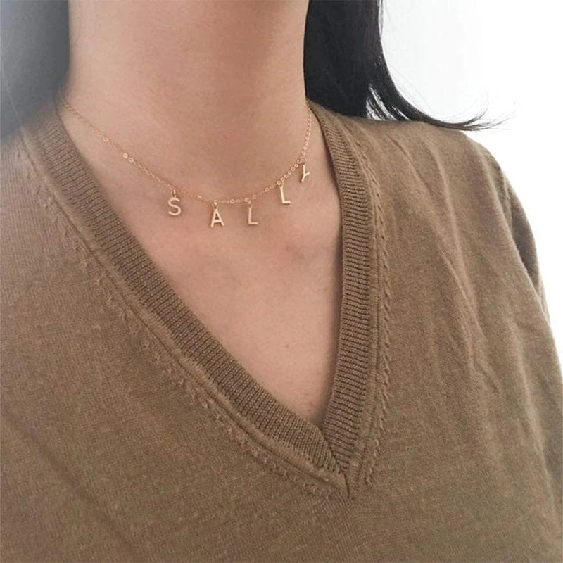 Cross-Border Custom Clavicle Necklace up to  26 Letter Necklace