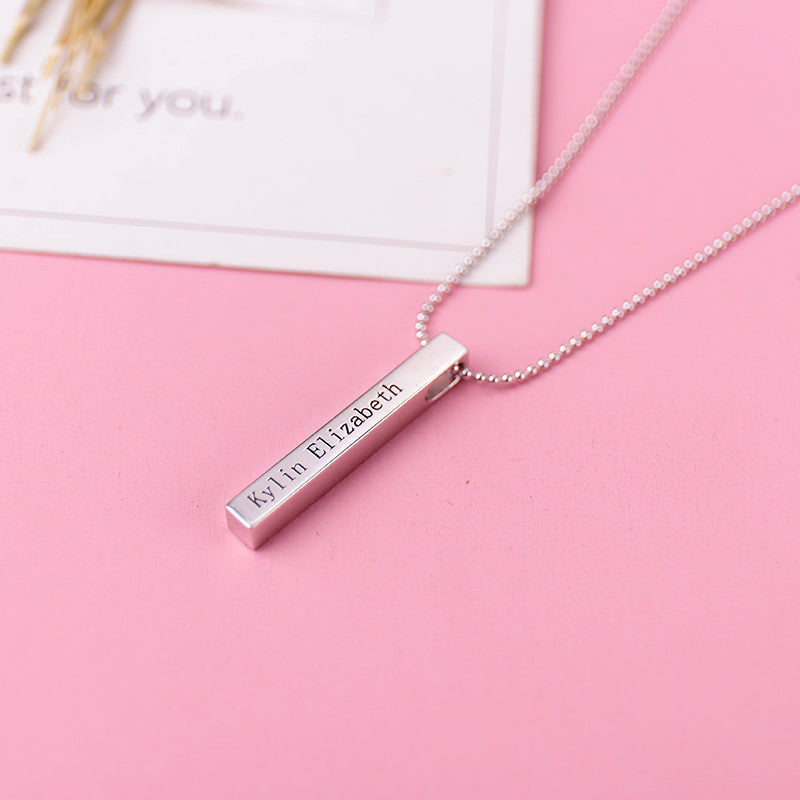 Silver Bar Custom Name Pendant Necklace