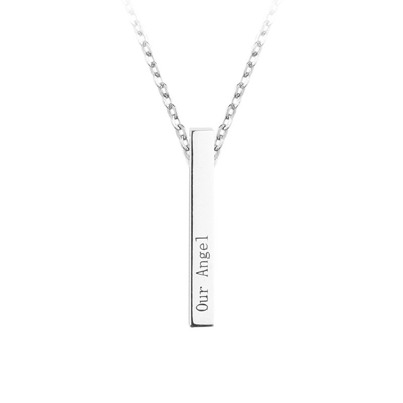 Silver Bar Custom Name Pendant Necklace