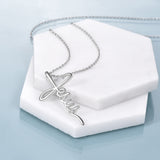 Sterling Silver Cross Jesus Necklace