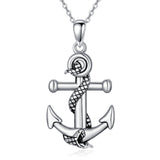 Anchor Snake Necklace - Sterling Silver