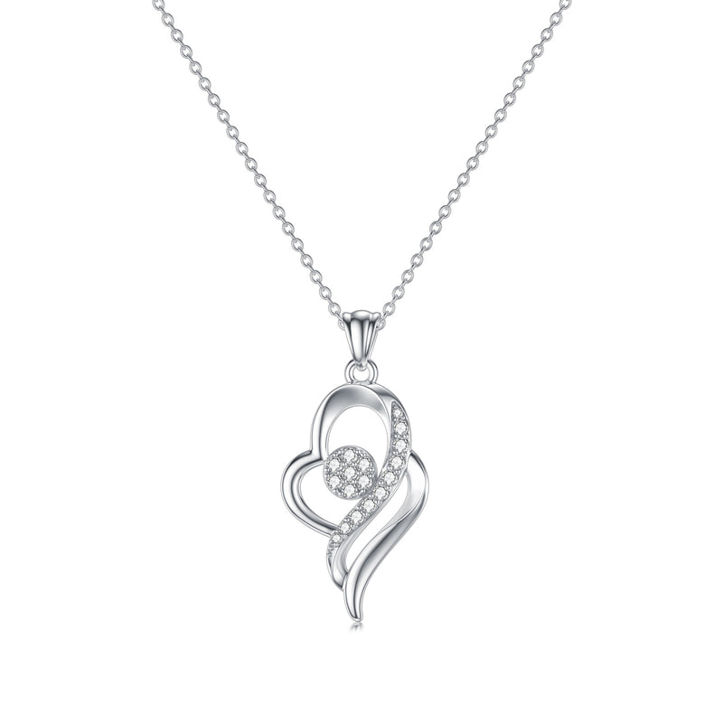 Diamond Heart Necklace - Sterling Silver