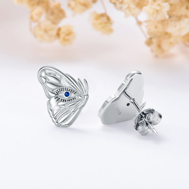 Butterfly Evil Eye Earrings - Sterling Silver