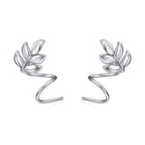 Ear Crawler Leaf Wrap Sterling Silver Earrings