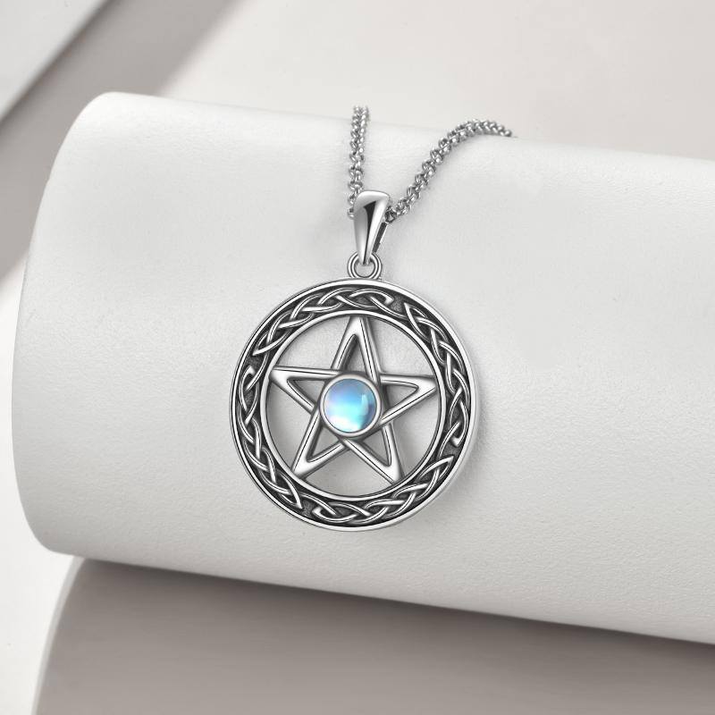 Sterling Silver Pentagram Celtic Moonstone Necklace