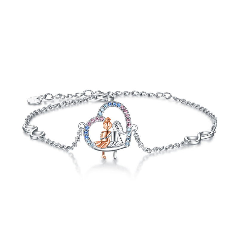 Sterling Silver Sister / Friendship Forever Bracelet with Crystal