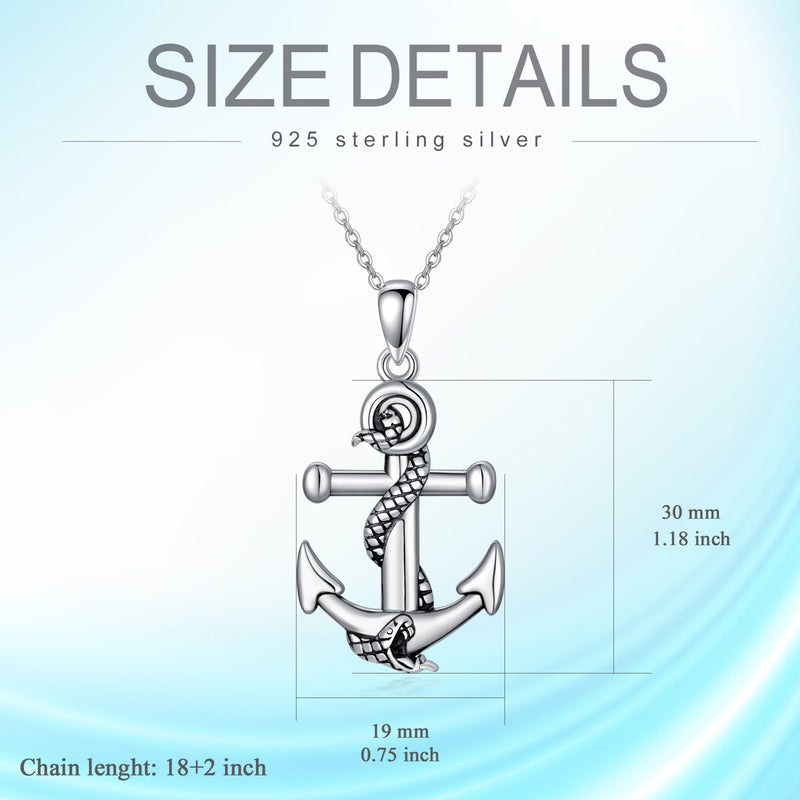 Anchor Snake Necklace - Sterling Silver