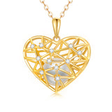 10K Gold Moissanite Hollow Heart Pendant Necklace