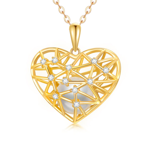 10K Gold Moissanite Hollow Heart Pendant Necklace