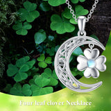 Moonstone Four Leaf Clover Necklace - Sterling Silver