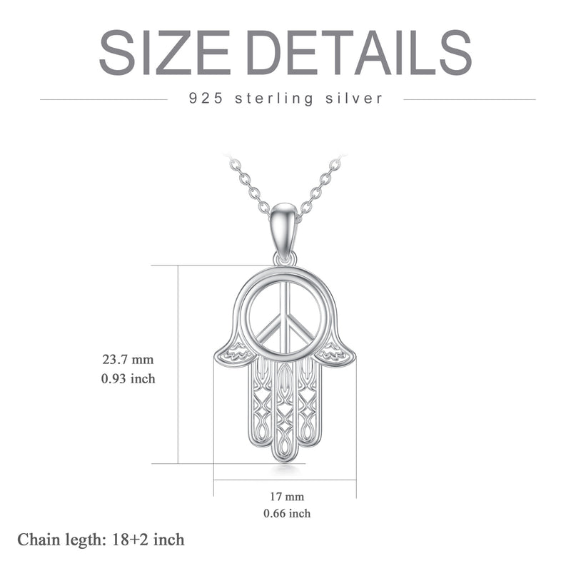 Hamsa Peace Necklace - Sterling Silver