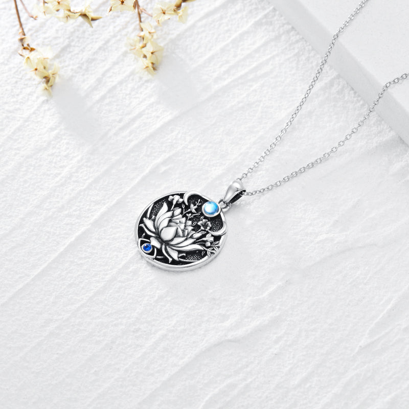 Lotus Evil Eye Protection Necklace - Sterling Silver