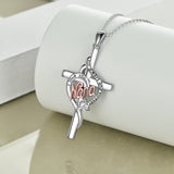 Sterling Silver Nana Cross Necklace with Zircon