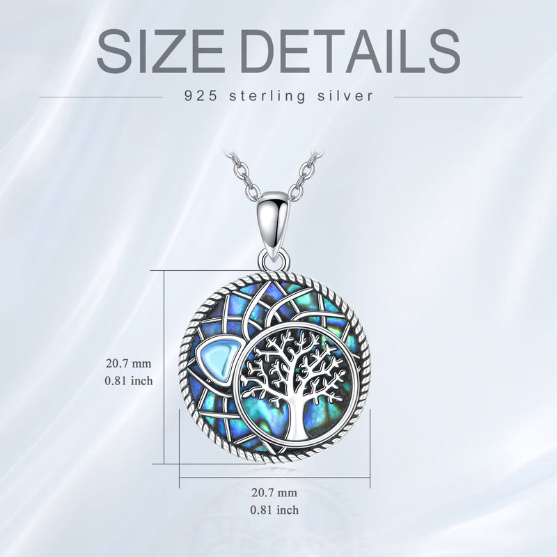 Moonstone Lotus Tree of Life Necklace - Sterling Silver