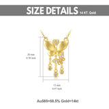 14k Solid Yellow Gold Butterfly Necklace with Moissanite