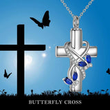 Butterfly Cross Urn Pendant Necklace