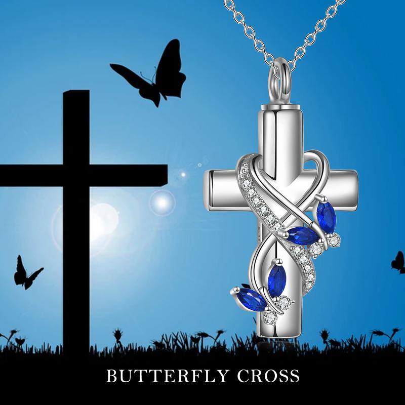 Butterfly Cross Urn Pendant Necklace