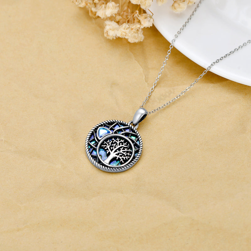 Moonstone Lotus Tree of Life Necklace - Sterling Silver