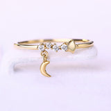 14K Gold luxurious Hand Crafted Star, Moon Ring,