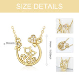 14K Gold Double Cats  Necklace