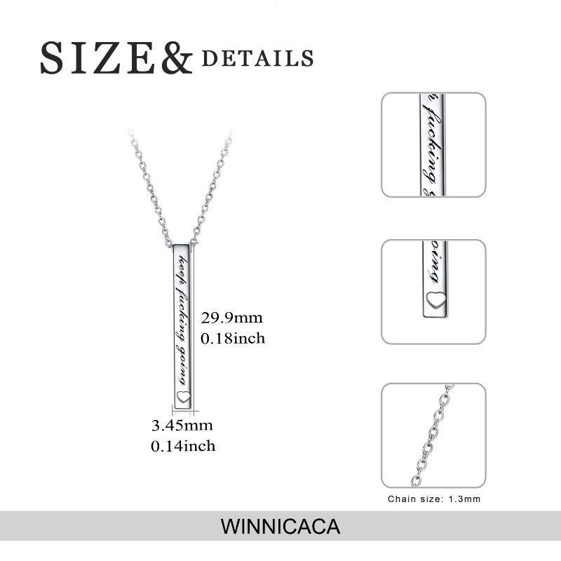 Sterling Silver Vertical Bar Engraved Necklace