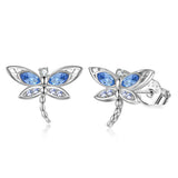 Dragonfly Gifts Sterling Silver Stud Earrings with Austrian Crystal