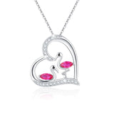 Sterling Silver Flamingo Heart Pendant Necklace