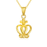 18K Yellow Gold Crown Pendant Necklace