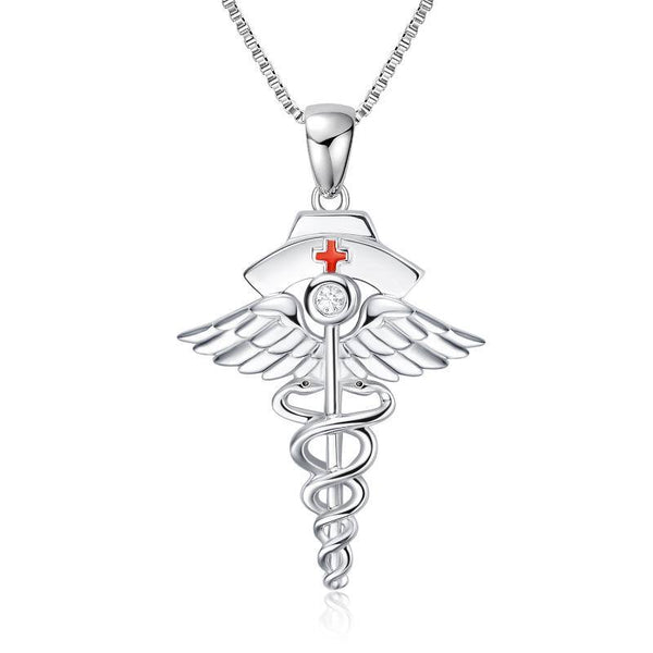 Sterling Silver Stethoscope Nurse Pendant Necklace