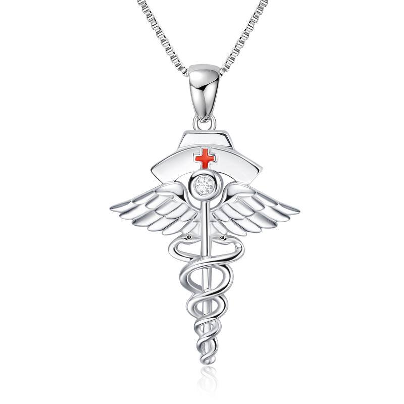 Sterling Silver Stethoscope Nurse Pendant Necklace