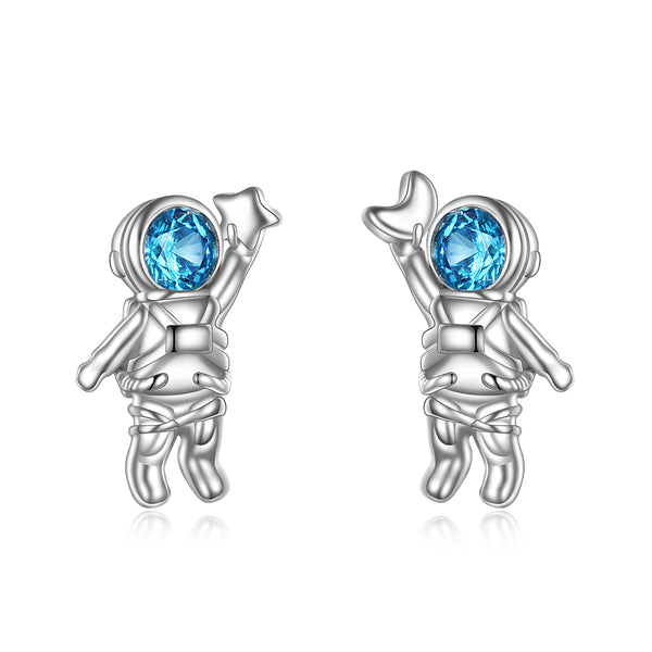 Astronaut Stud Earrings - Sterling Silver