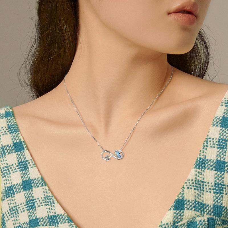 Sterling Silver Butterfly Infinity Necklace