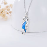 Opal Seahorse Necklace - Sterling Silver