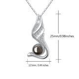 Angle Swan Wing Pendant Necklace - Sterling Silver